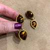Rima Ariss Amber  Foil Glass Clip On Drop earrings - The Hirst Collection