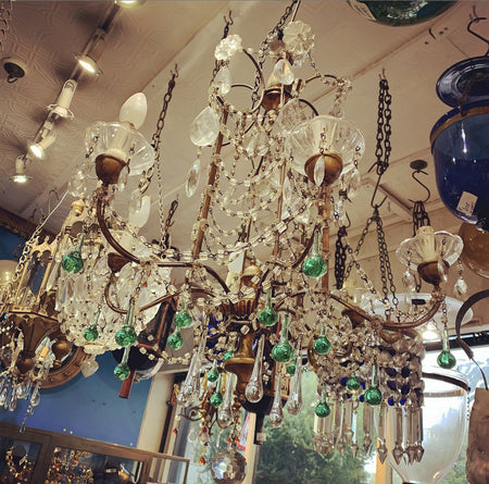 Antique Italian Green Glass drop chandelier 19th Century - The Hirst Collection