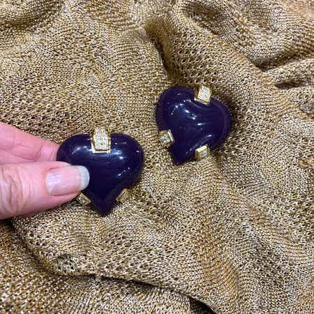 Dior heart purple clip on earrings - The Hirst Collection