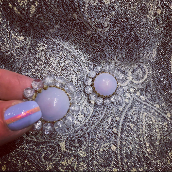 Miriam Haskell Lilac Opaline Glass Earrings