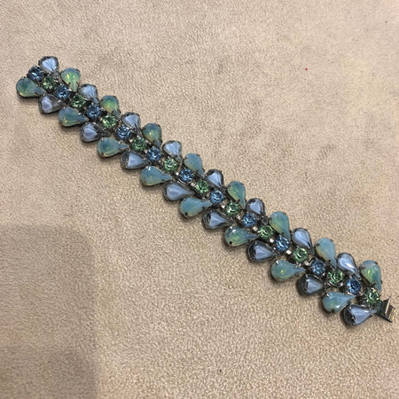 Kramer Blue Green Givre glass Vintage Bracelet - The Hirst Collection