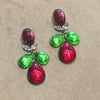 Foiled glass Red, green statement earrings by Frangos - The Hirst Collection
