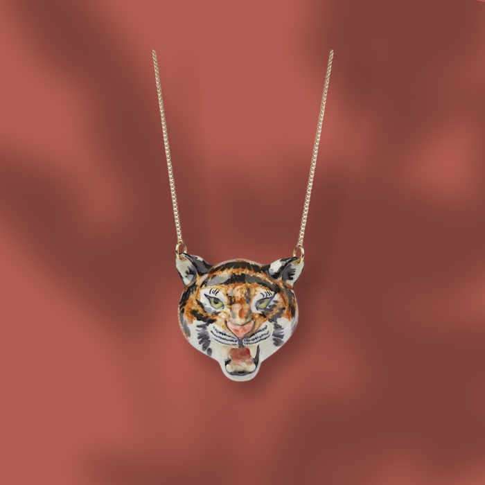 Roaring Tiger necklace by And Mary in porcelaine - The Hirst Collection