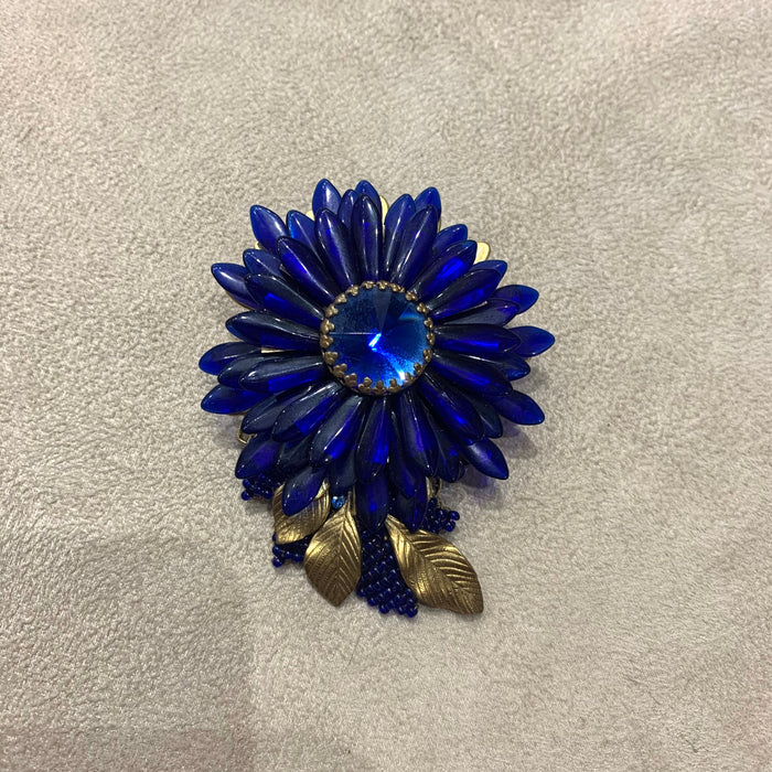 Stanley Hagler Blue Cobalt blue flower statement Brooch - The Hirst Collection