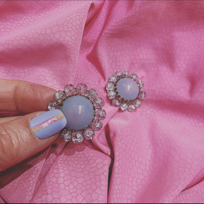Miriam Haskell Lilac Opaline Glass Earrings