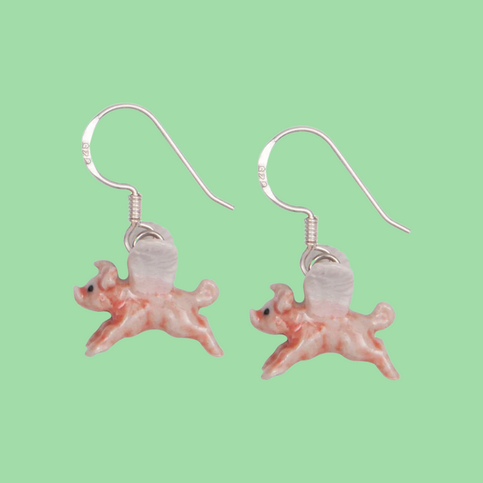 Flying pig earrings by And Mary
