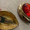 Les Bernard red clip on vintage earrings. - The Hirst Collection
