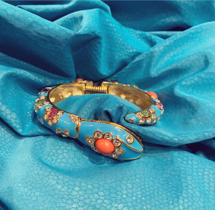 Kenneth Jay Lane Jewelled Turquoise Snake Bracelet