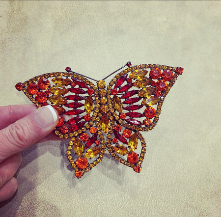 Large statement amber butterfly brooch by Cristobal - The Hirst Collection