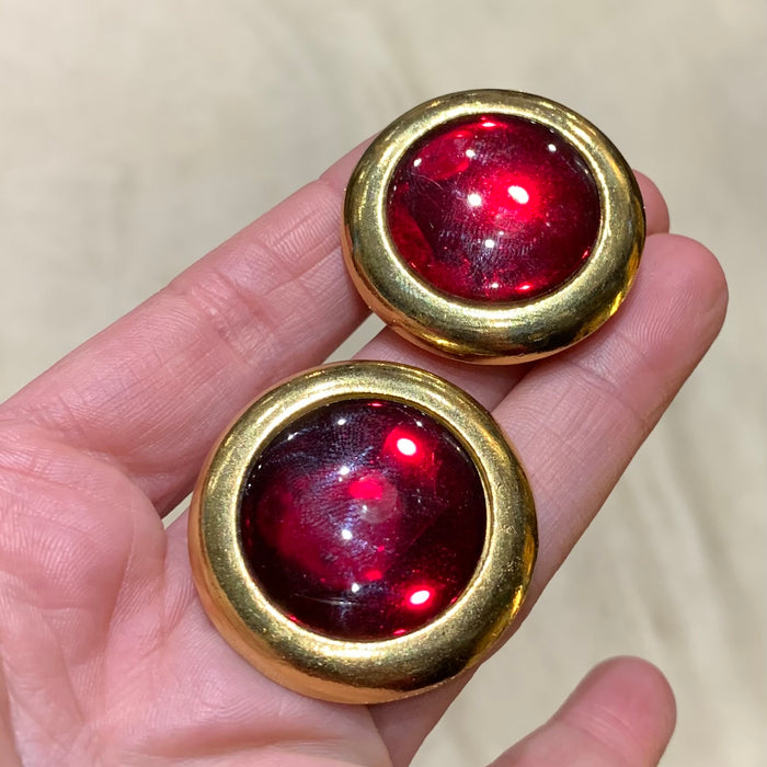 Yves Saint Laurent Red Disc clip on earrings - The Hirst Collection