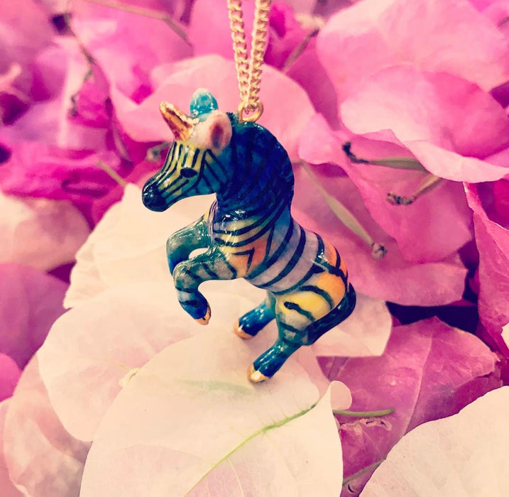 Colourful Unicorn Zebra Pendant by And Mary