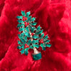 Holly Leaf Christmas tree brooch with enamel - The Hirst Collection
