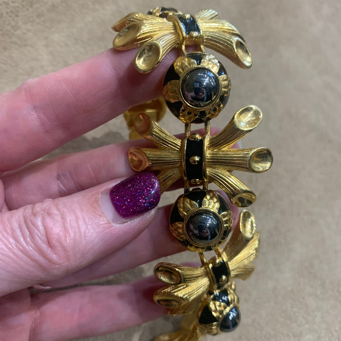 Fendi Vintage Gold Black Statement bracelet - The Hirst Collection