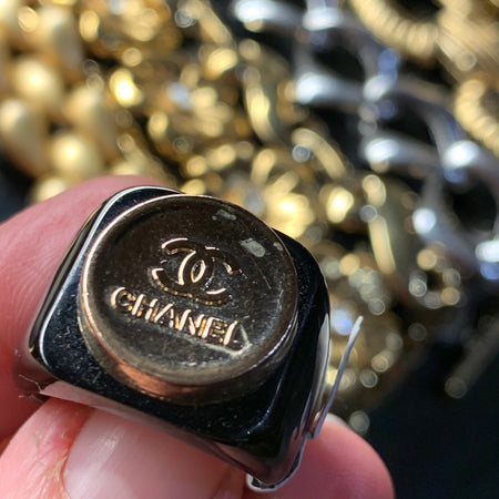 Vintage Chanel Button Ring Black - The Hirst Collection