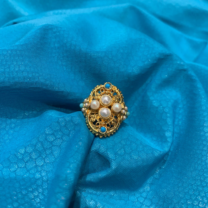 Vintage Turquoise Pearl ring 1