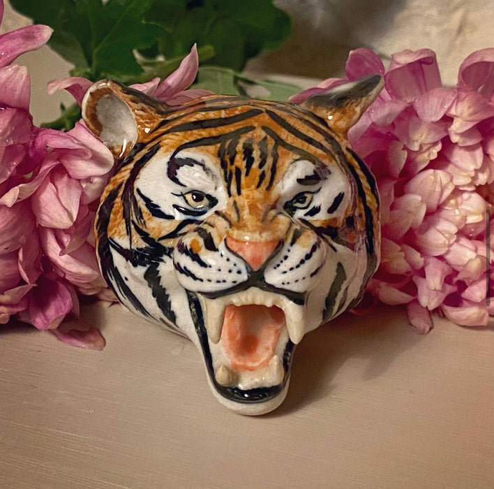 Large Roaring Tiger necklace by And Mary in porcelaine