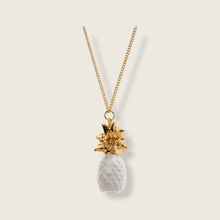 Pineapple Charm Necklace white and gold by AndMary - The Hirst Collection