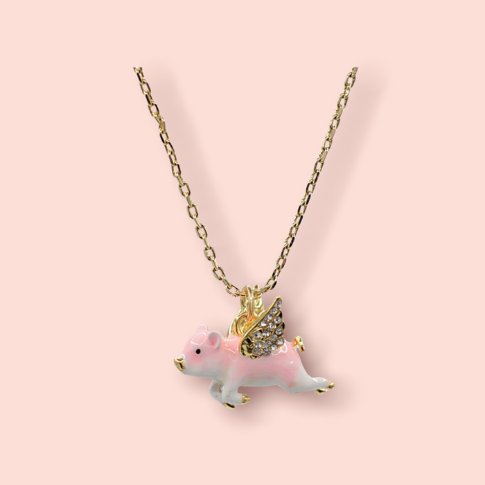 Flying pig necklace