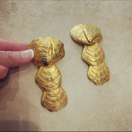 Dominique Aurientis statement Golden Shell  Earrings - The Hirst Collection