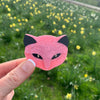 Lea stein Attila marbleised pink Cat Face Brooch - The Hirst Collection