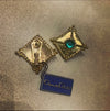 Green square clip on earrings by Oscar de la Renta - The Hirst Collection