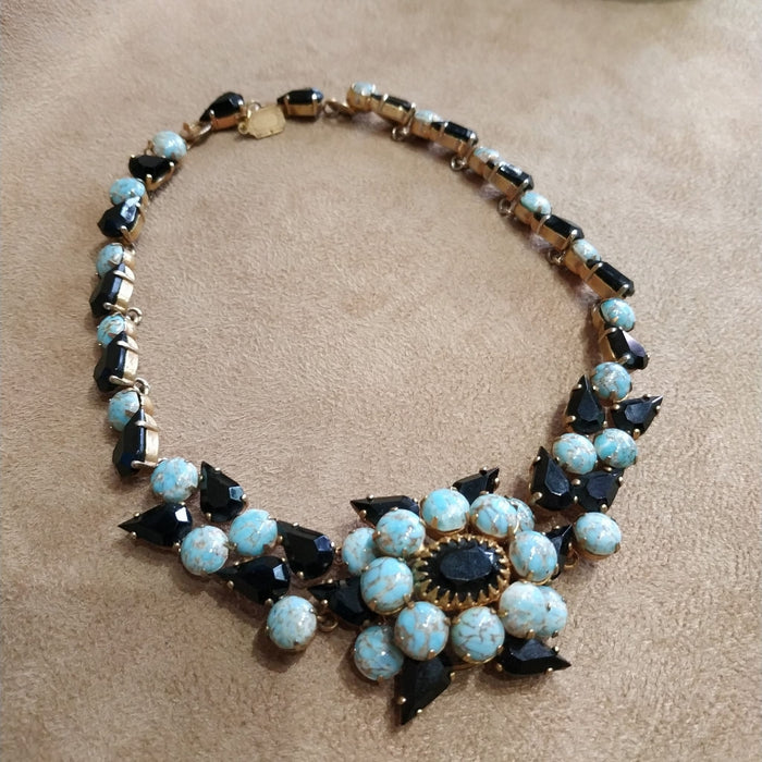 Christian Dior Turquoise Black Gold Staetement necklace