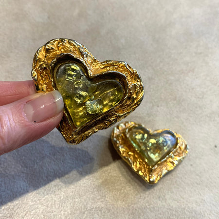 Christian Lacroix Heart Earrings with gold nuggets - The Hirst Collection