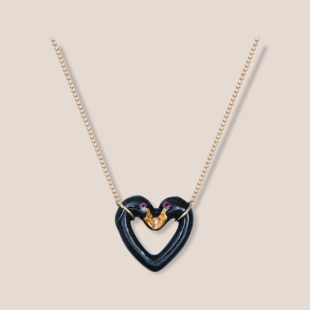 Black Swan Heart Pendant Necklace  by And Mary - The Hirst Collection