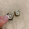 Grosse Earrings vintage gold Sqaure Pearl Crystal clip on - The Hirst Collection