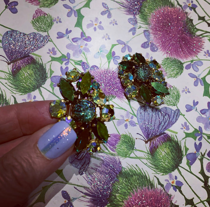 Vintage Schiaparelli Green clip on earrings