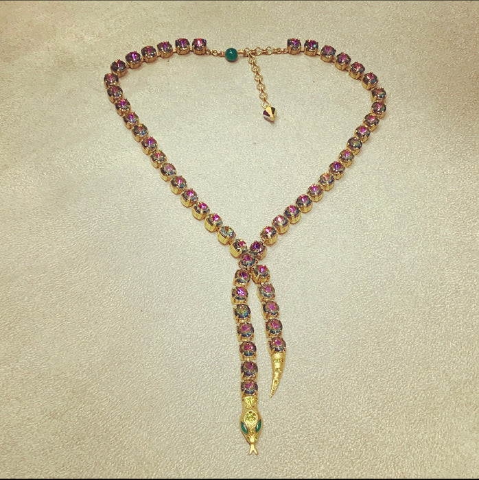 Askew London Snake Necklace with rainbow glass - The Hirst Collection