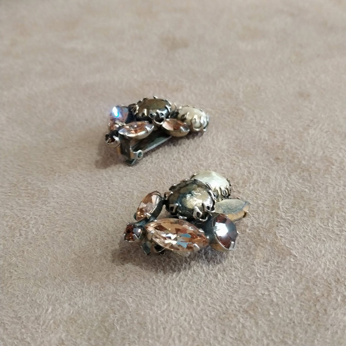 Regency Vintage amber crystal baroque pearl earrings
