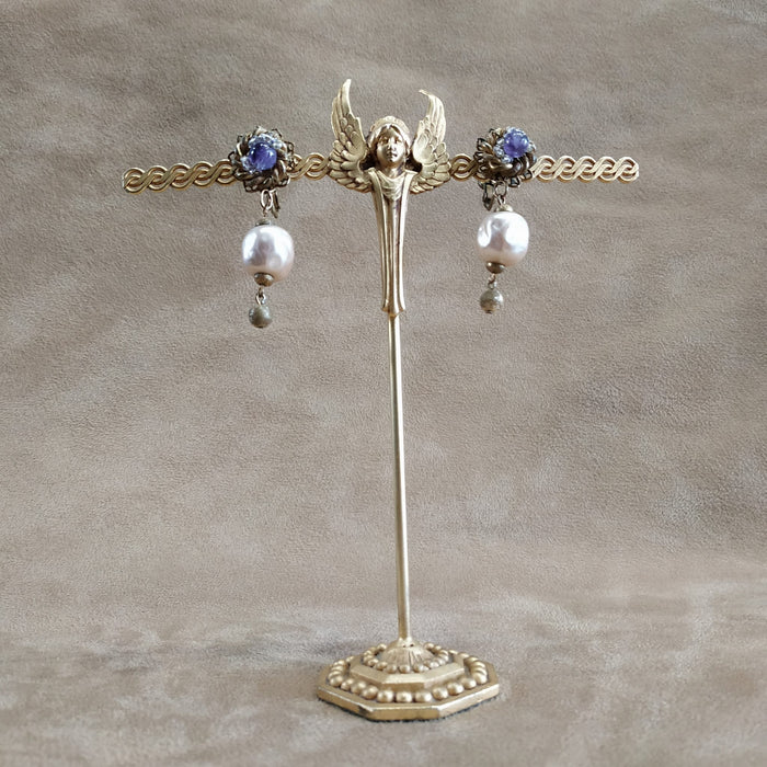 Miriam Haskell Pearl Purple earrings