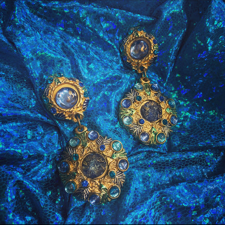 Jacky De G Pairs blue chandelier earrings - The Hirst Collection