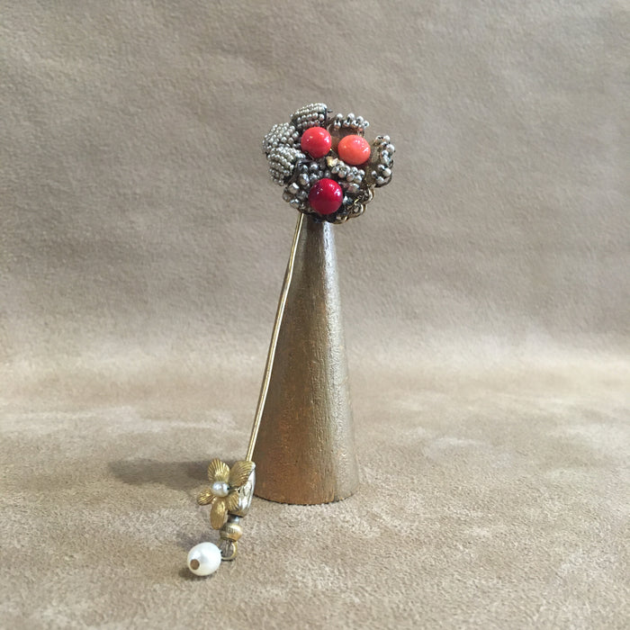 Miriam Haskell vintage pearl coral lapel pin