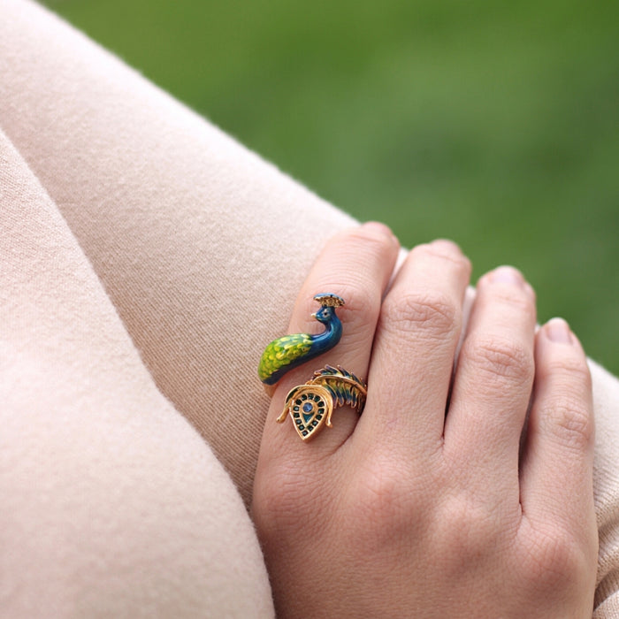 Peacock statement ring by Bill Skinner