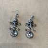 Askew London Skull Earrings Large Silver Glass Chandelier Pierced Unsigned - The Hirst Collection
