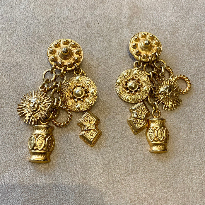 Edouard Rambaud Gold chandelier clip on charm earrings - The Hirst Collection