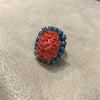 Coral and turquoise glass ring by Frangos - The Hirst Collection