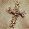Christian Lacroix Gold Crystal Cross Brooch Pendant - The Hirst Collection