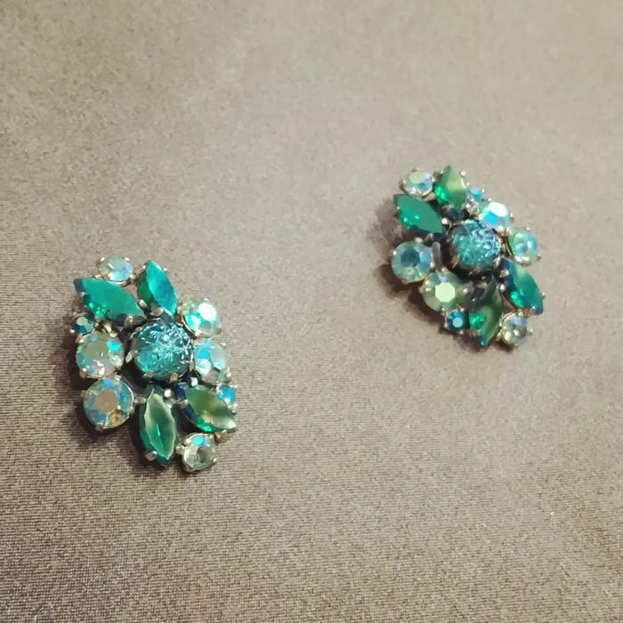 Vintage Schiaparelli Green clip on earrings