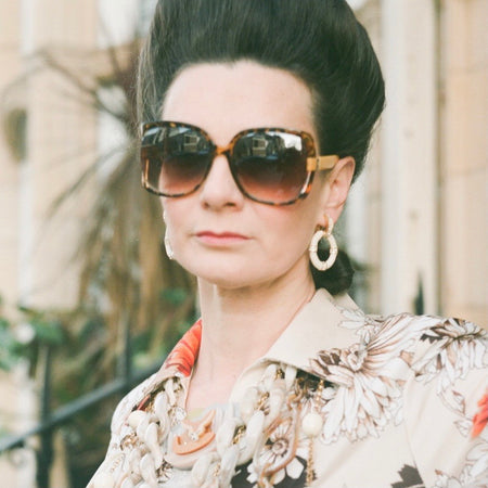 Ciner White enamel hoop clip on earrings - The Hirst Collection