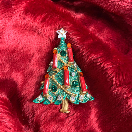 Christmas Tree brooch with candles by Butler and Wilson - The Hirst Collection