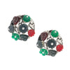Kenneth Jay Lane Flower Cabochon Round Clip on Earrings Silver - The Hirst Collection