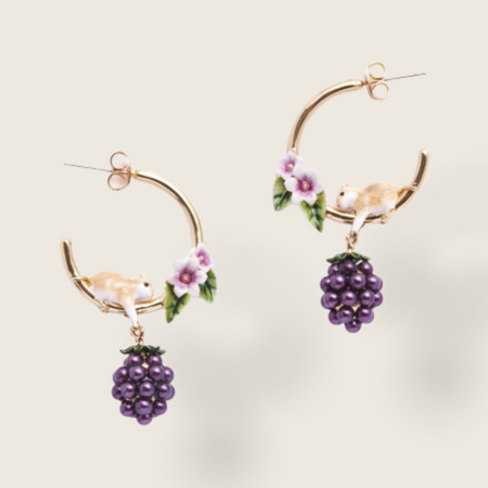 Blackberry and Mouse Hoop earrings - The Hirst Collection