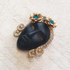 Butler and Wilson Blackamoor Pin Brooch Gold Plated Pave Stone - The Hirst Collection