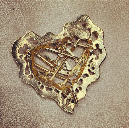 Vintage Lacroix gold heart brooch - The Hirst Collection