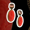 Extasia Cameo Earrings Coral German Glass Bronze Pink Swarovski Crystal Clip On - The Hirst Collection