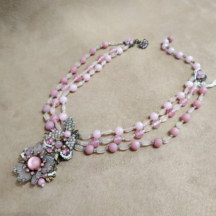 Pink Miriam Haskell Necklace