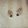 Grosse Vintage Wing Earrings Lapis Gold clip on - The Hirst Collection